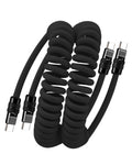 chubbycable Coiled USB C Cable 240H Sag-Free Charging Cable, 2 Pack, Black