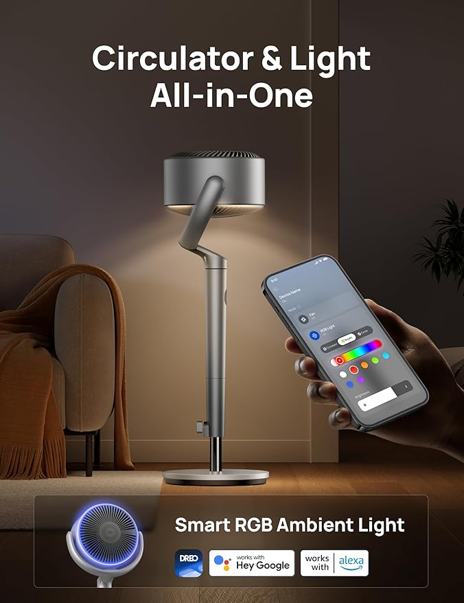 Dreo Smart Fans for Bedroom, 120° +120° Omni-Directional Oscillating Fan