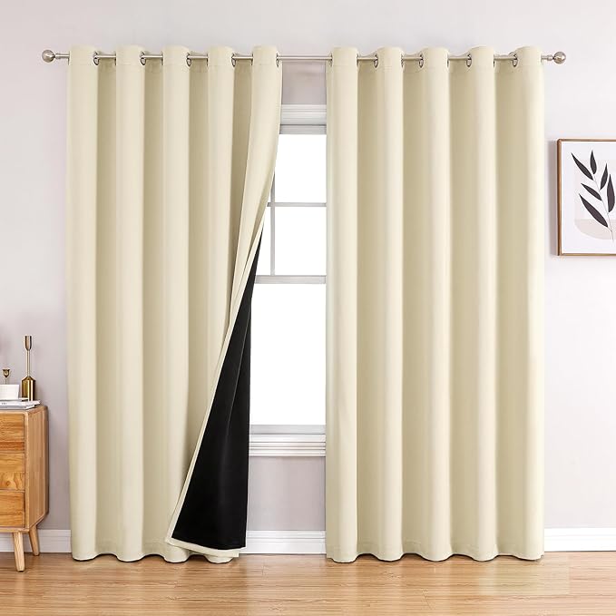 ChrisDowa 100% Blackout Curtains 84 inch Long