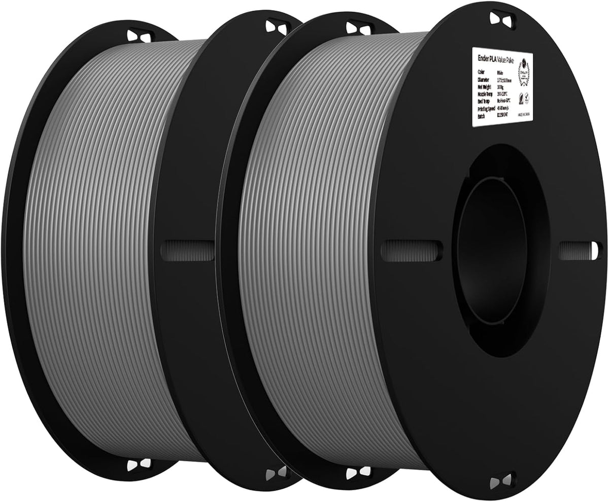 Creality PLA 3D Printer Filament, Grey & Grey, 2-Pack, 2KG Total
