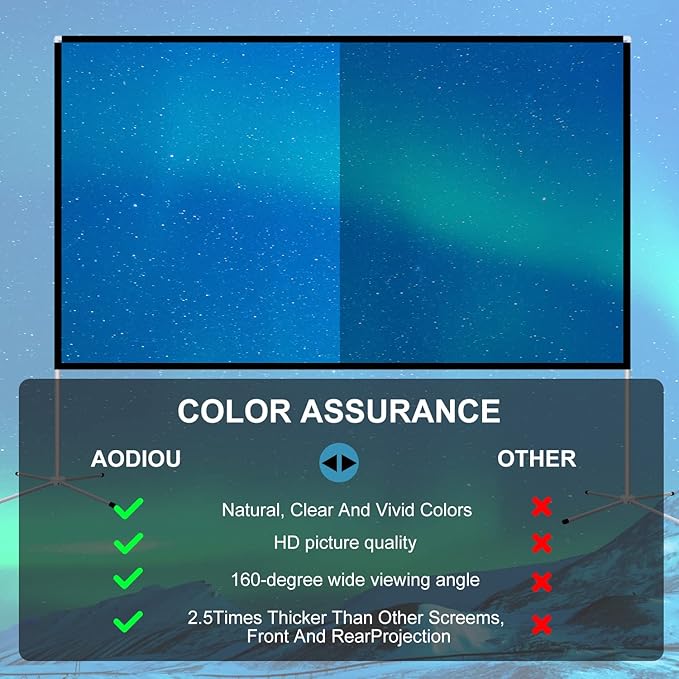 Projector Screen and Stand 100 Inch Portable Outdoor Projection Screen 16:9 4K