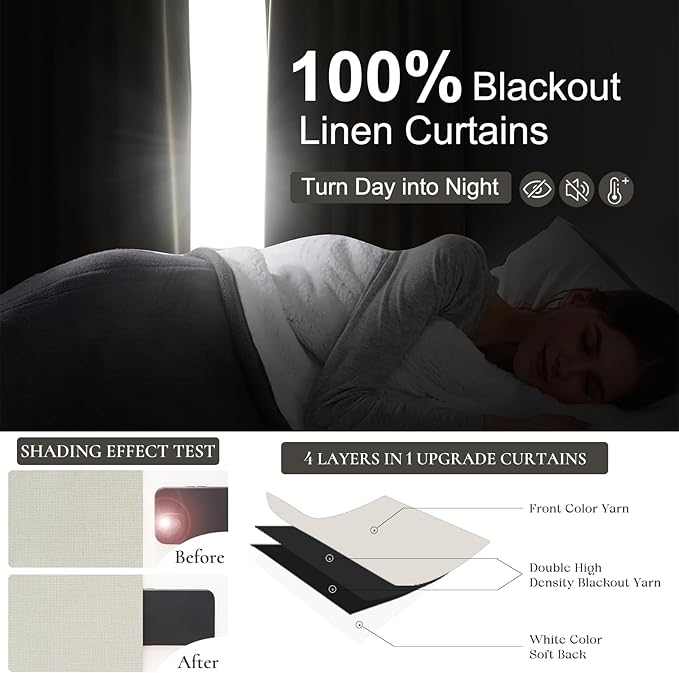 Pleated Beige Curtains 95 Inches Long 2 Panels Burg, Energy Efficient