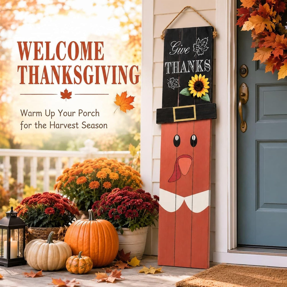 One-Piece Reversible Halloween Thanksgiving Porch Sign