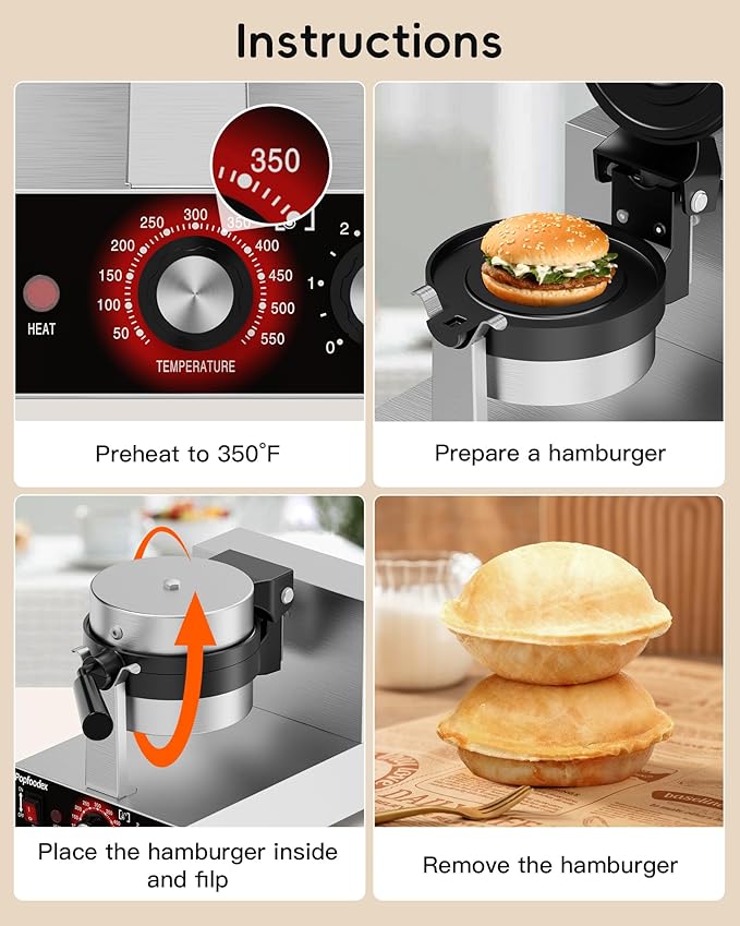 Ufo Burger Maker Machine, 110V Electric Ufo Sandwich Maker w/Adjustable