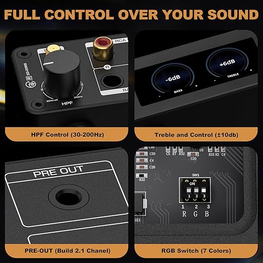 Ampapa 2 Channel Bluetooth Amp: HiFi 300W x2 Stereo Amplifier