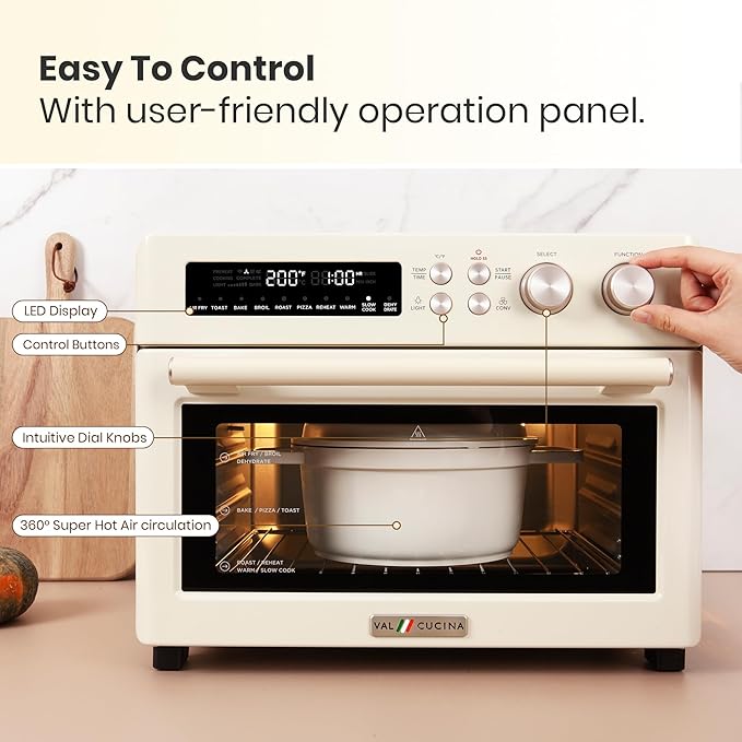 VAL CUCINA Retro Style Infrared Heating Air Fryer Toaster Oven, Extra Large