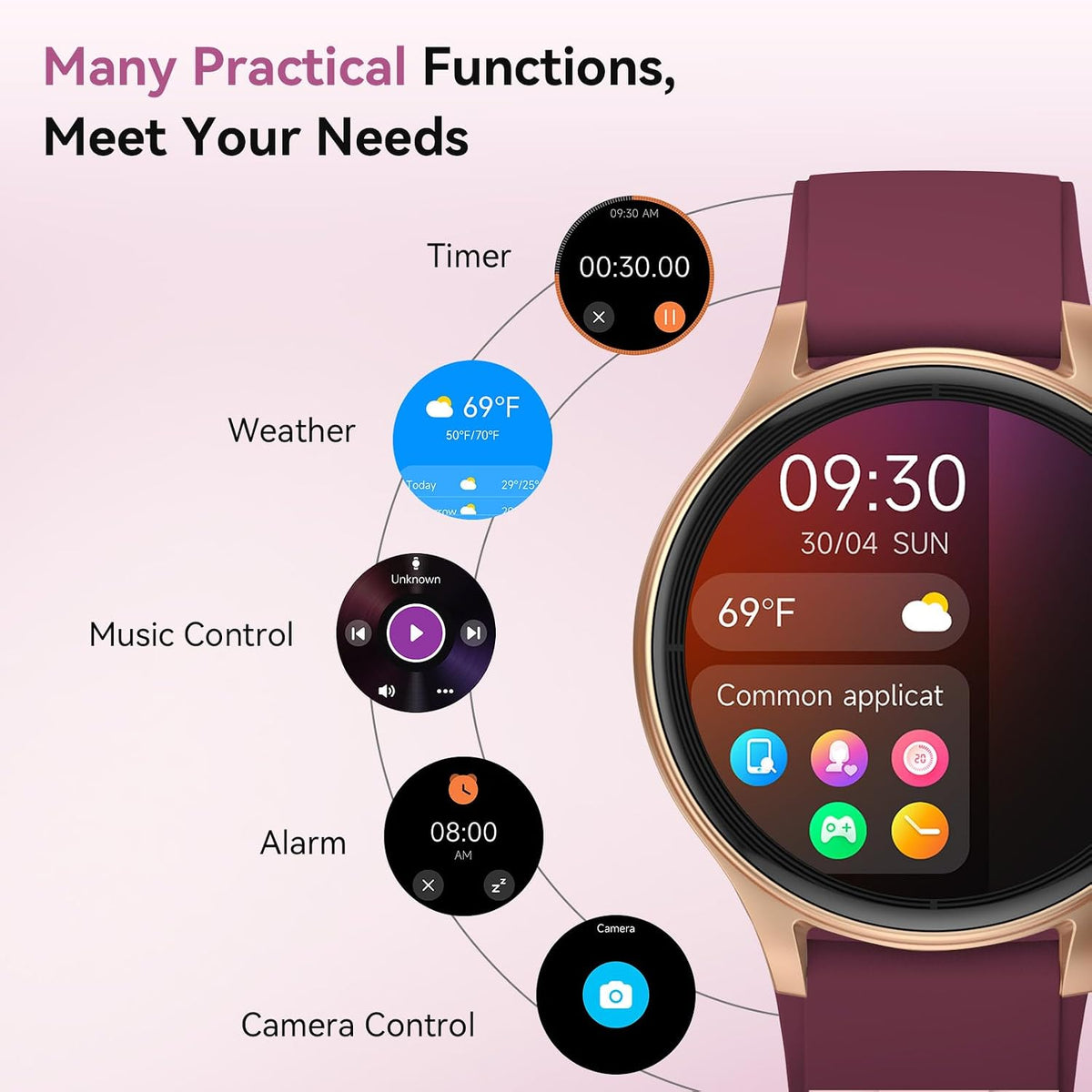 Fitpolo Smart Watch for Women, 105+ Sports Modes Fitness Tracker (Purple)