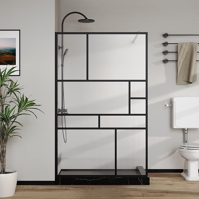 Goodyo 46 in. W x 72 in. H Bathroom Shower Glass Door Framed Tempered Clear (3-Pieces)