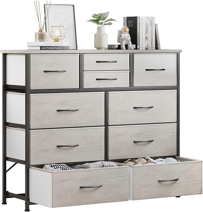 LUMTOK 10-Drawer Dresser, Fabric Storage Dresser Drawers