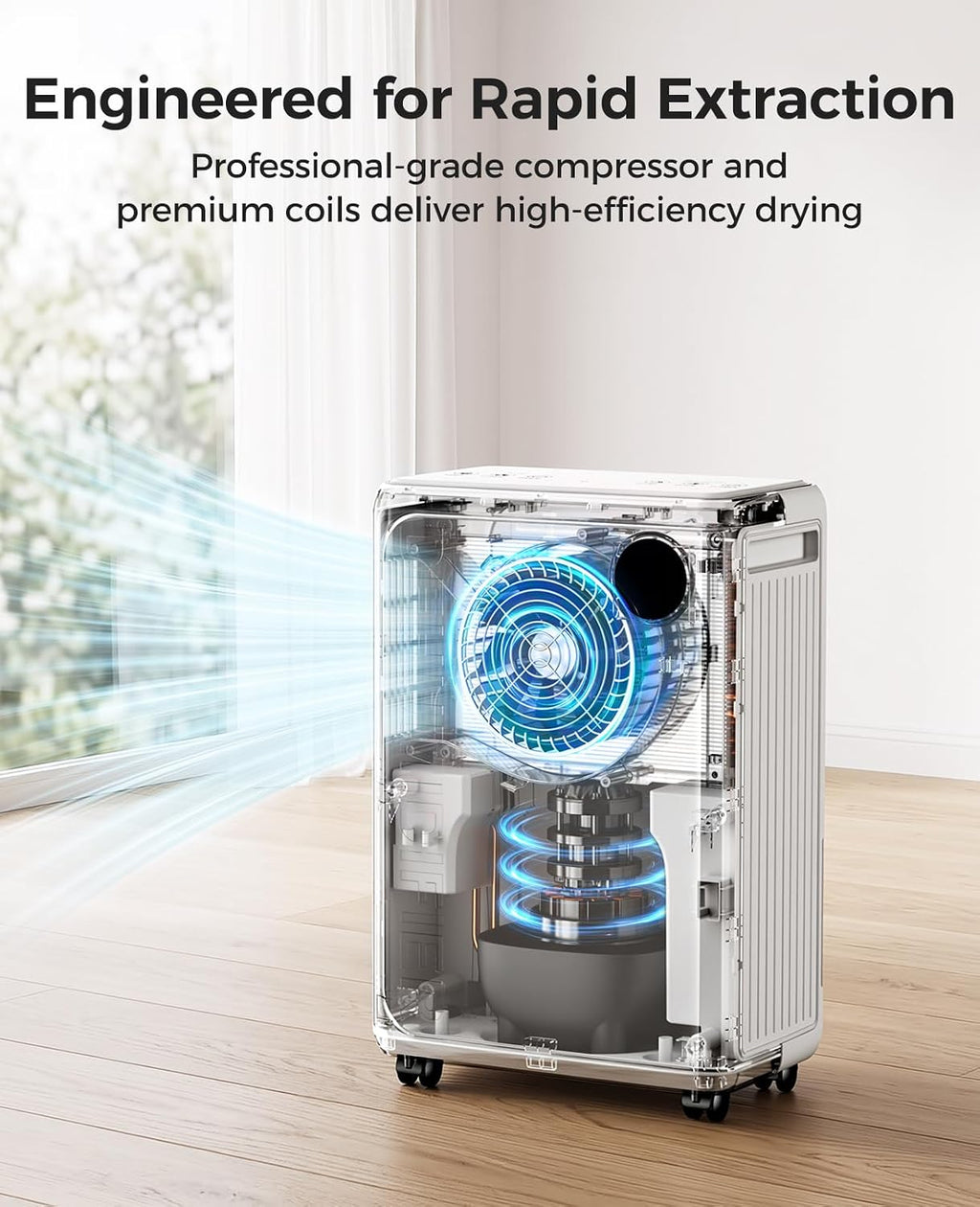 32 Pint Dehumidifier for Basement and Home, 2600 Sq Ft with Drain Hose