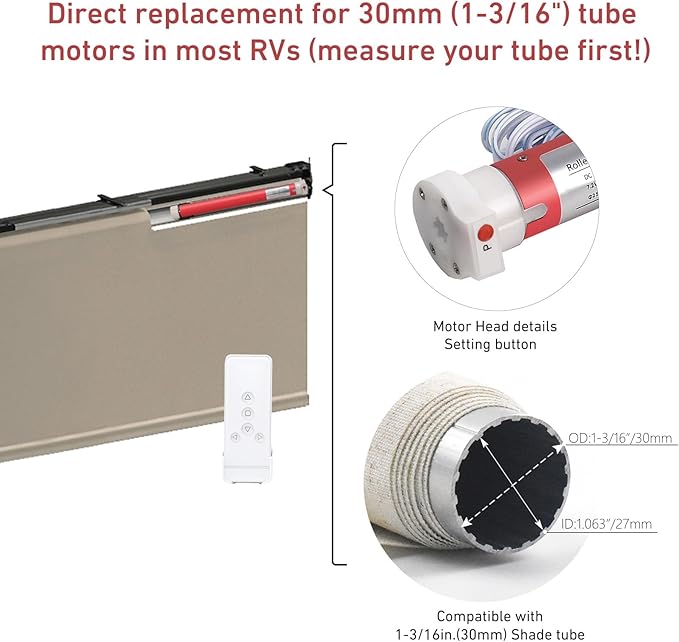 1-3/16inch RV Electric Roller Shade Replacement Motor