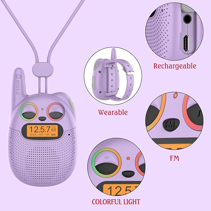 Walkie Talkies for Kids Rechargeable, Christmas Birthday Gifts for Girls Age 3-9