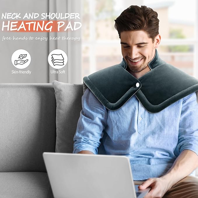 Neck Heating Pad Gifts for Dad, XL Weighted Shoulder Heat Pad, Back Pain Relief