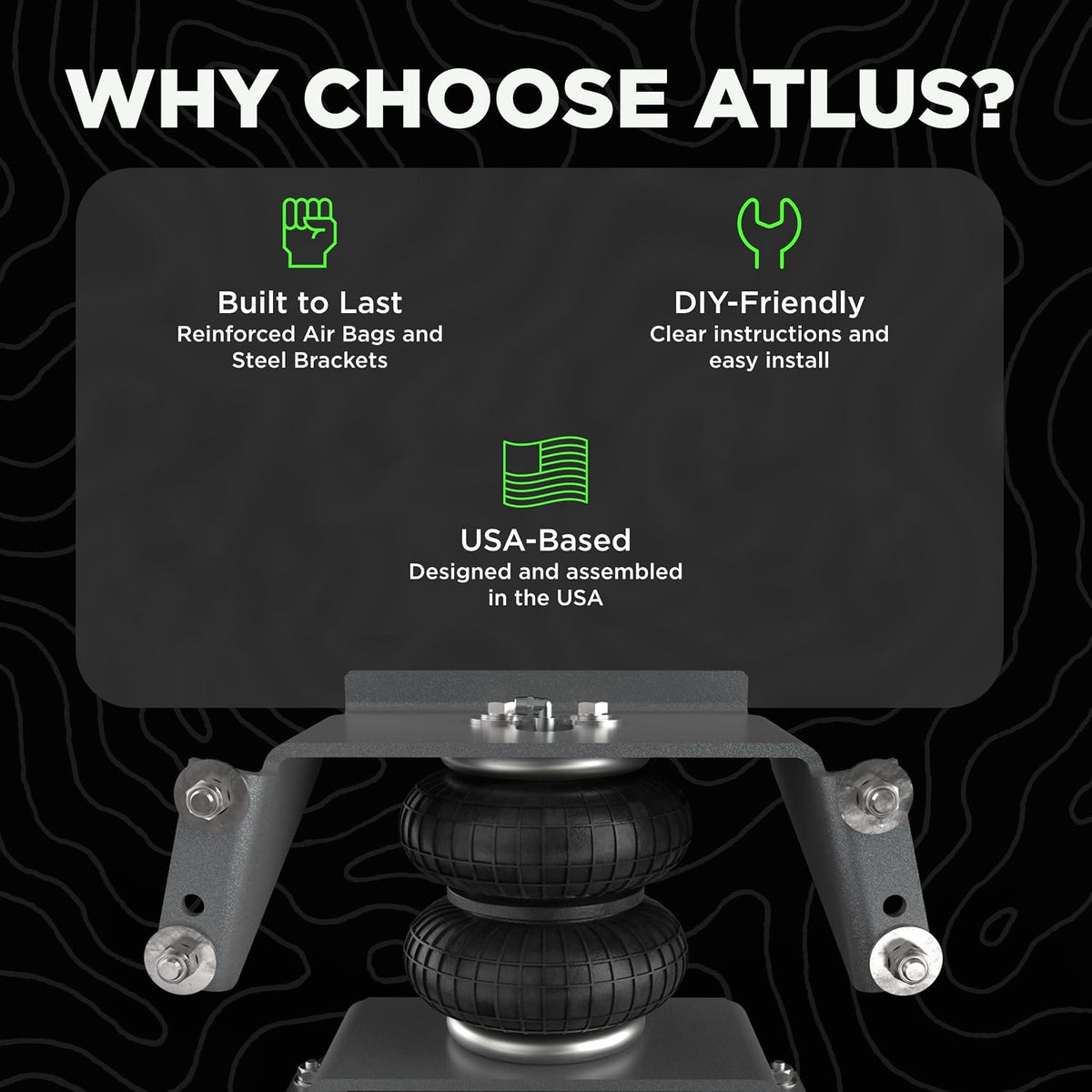 Atlus Engineered By Air Lift A5000 Air Bag Suspension Kit for 94-01 Ram 1500, 94-02 Ram 2500/3500 2WD/4WD, 80-96 F-100/150, 99-04 F-250/F-350 2WD/4WD (Replaces Torque & Firestone 2071) – AA20710