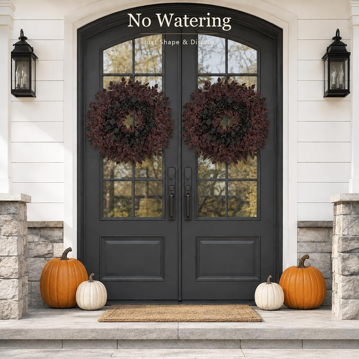 Agusbagli 28’’ Halloween Wreath for Front Door, Burgundy Fall Wreath