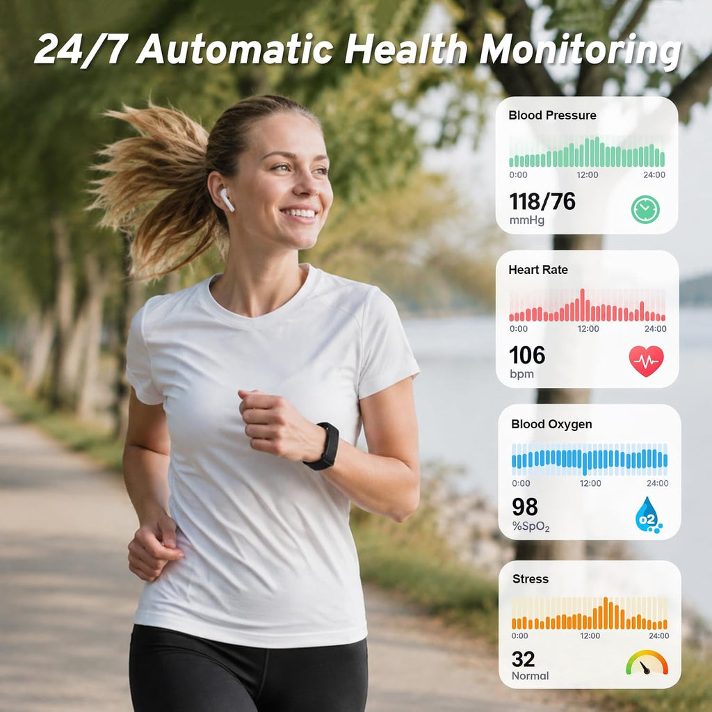 screenless activity tracker 24/7 health & fitness trackers shown in use