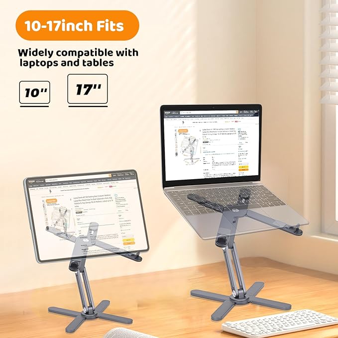Laptop Stand with 360 Rotating Base, Computer Notebook Laptop Riser Metal Holder
