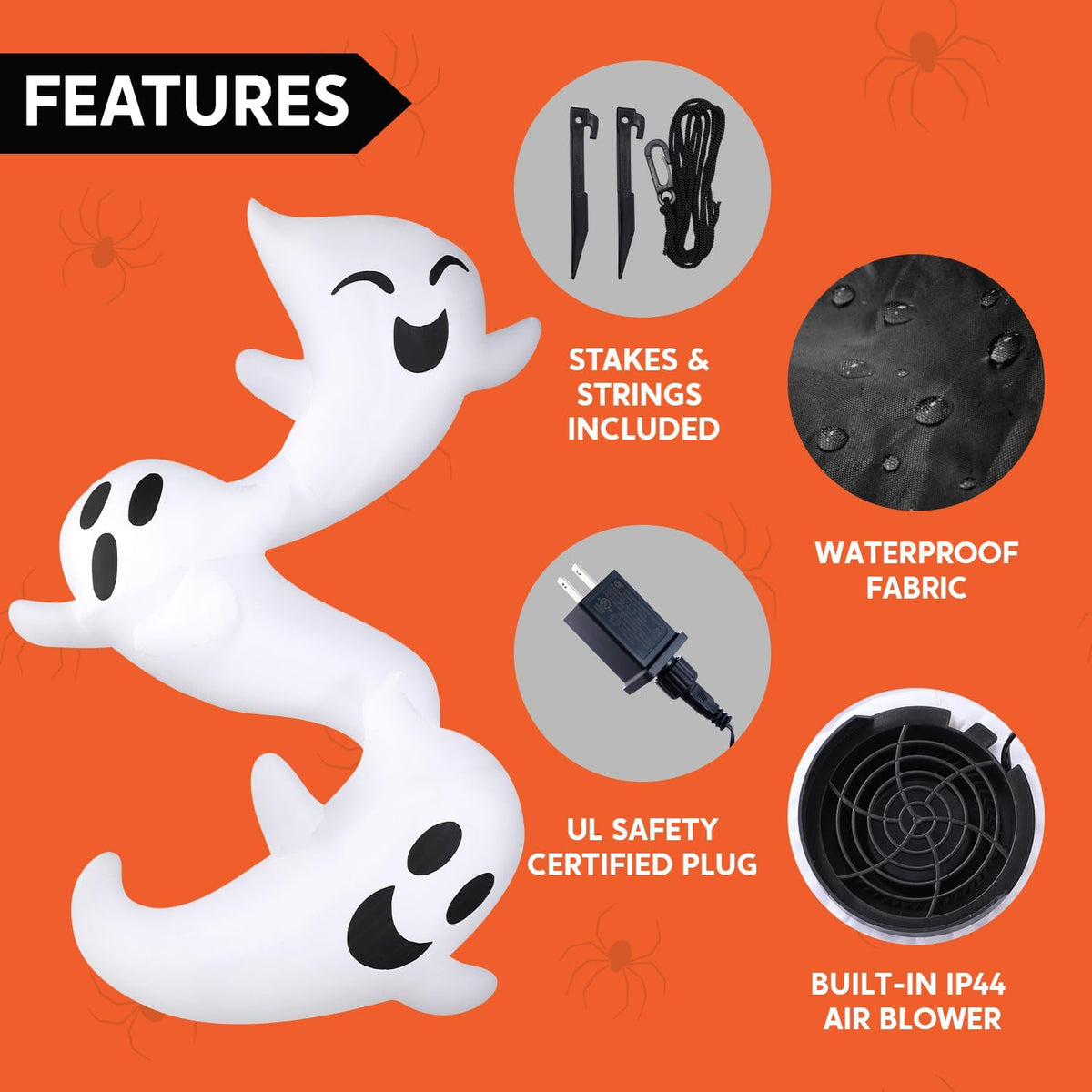 JOYIN 8ft Tall Halloween Inflatables Outdoor Decorations, Inflatable Ghosts Hugging Tree, Light Up Ghost Halloween Blow Up Yard Decoration for Patio Lawn Garden Trees Outside Holiday Decor