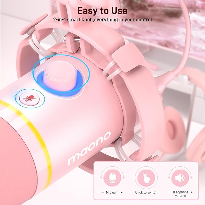 MAONO XLR/USB Dynamic Microphone Kit, RGB Gaming Mic