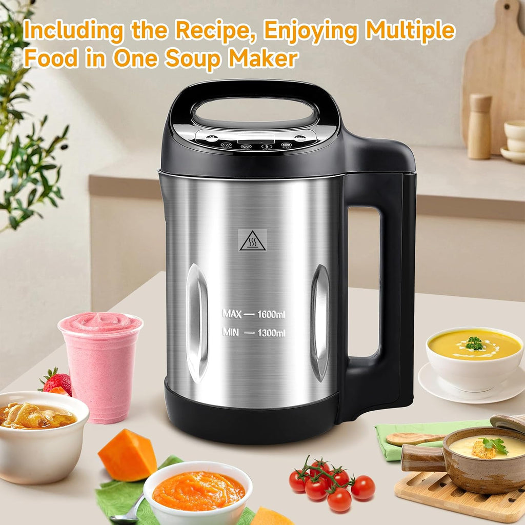 Homtone 1.6L Soup Maker Machine, Soup Maker with Smooth & Chunky Settings