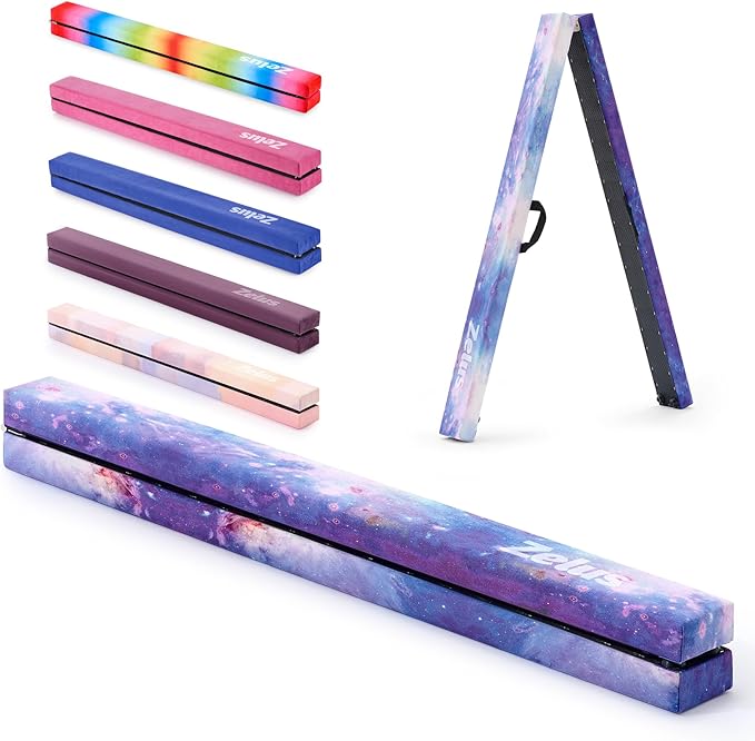ZELUS 8' Folding Gymnastics Balance Beam, Floor Balance Beam w/Carry Handles