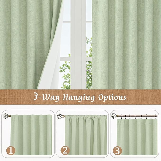 LAMIT Linen Full Blackout Window Curtains