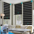Motorized Zebra Blinds, Solar Powered Dual Layer Automatic Shades