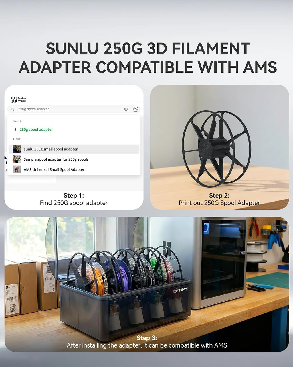 sunlu 250g filament bundle 1.75mm, multicolor 3d printer, front angle view