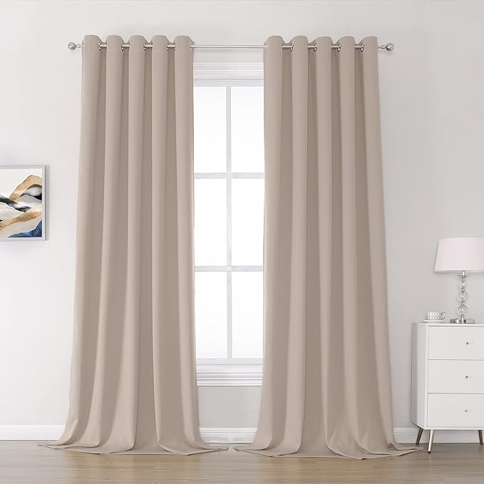 DUALIFE Light Brown Curtains 108 Inch Light Coffee Colour Blackout Curtain