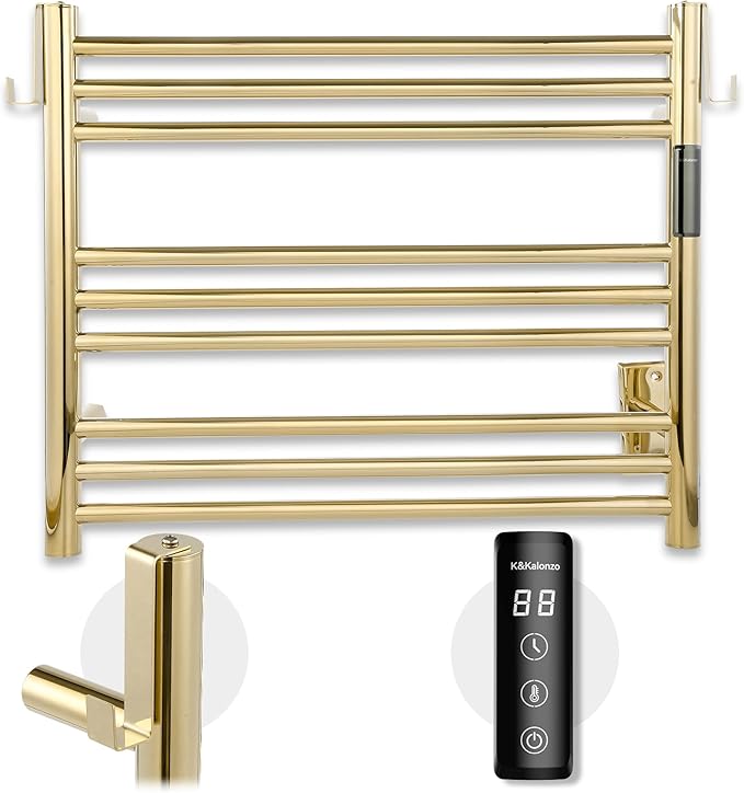K&KALONZO Towel Warmer for Bathroom, Wall-Mounted 9-Bar Heated Towel Rack