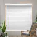 Cordless Faux Wood Blinds 26" W x 36" H, 2 Inch Slat Horizontal Windows Blinds with Crown Valance, Room Darkening, White Blinds for Home Interiors.