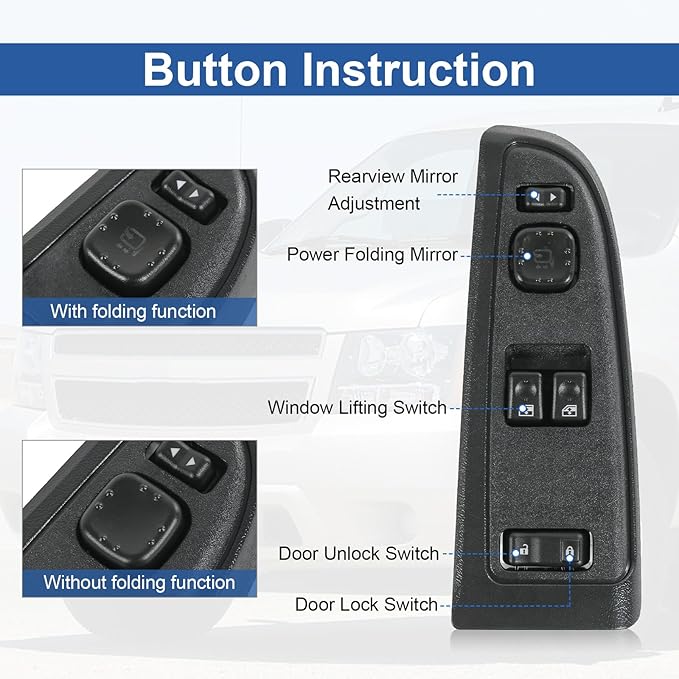 DICMIC Front Driver Side Master Power Window Switch and Door Lock & Black Bezel