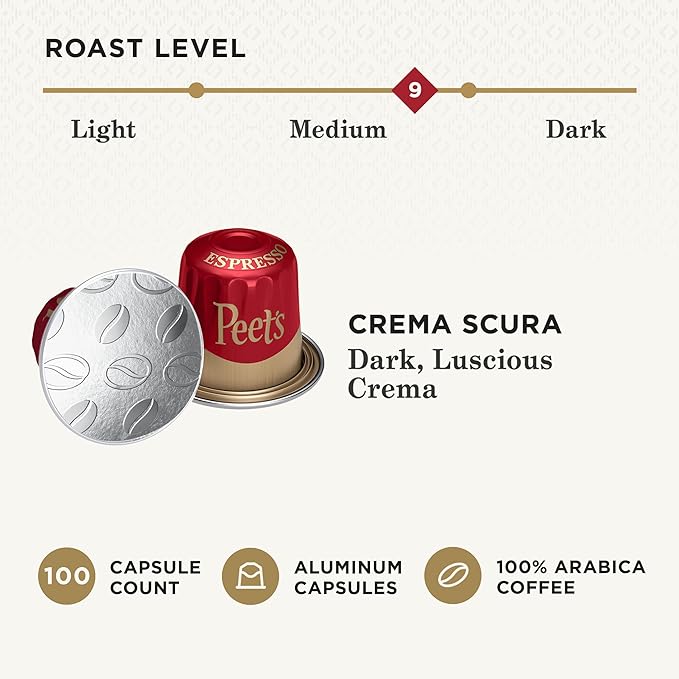 Peet's Coffee, Medium Roast Espresso Capsules, Compatible (100 Count)