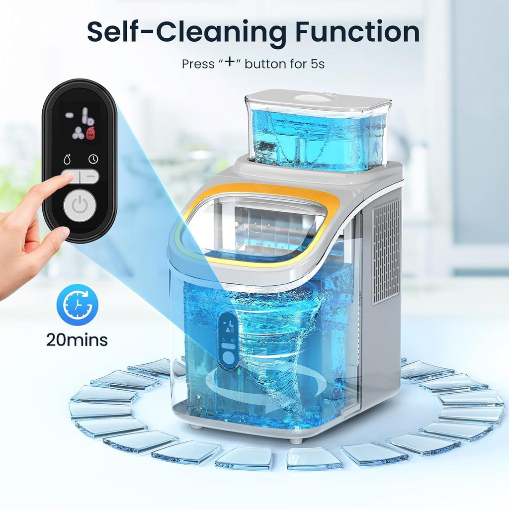 Antarctic Star Countertop Ice Maker Machine, 30lbs/24Hrs, 3 Thickness Ice Cubes, 16Pcs/13 Mins,2 Ways to Add Water, Self-Cleaning Ice Cube Maker w/Basket and Scoop for Home/Kitchen/Camping/RV (Grey)