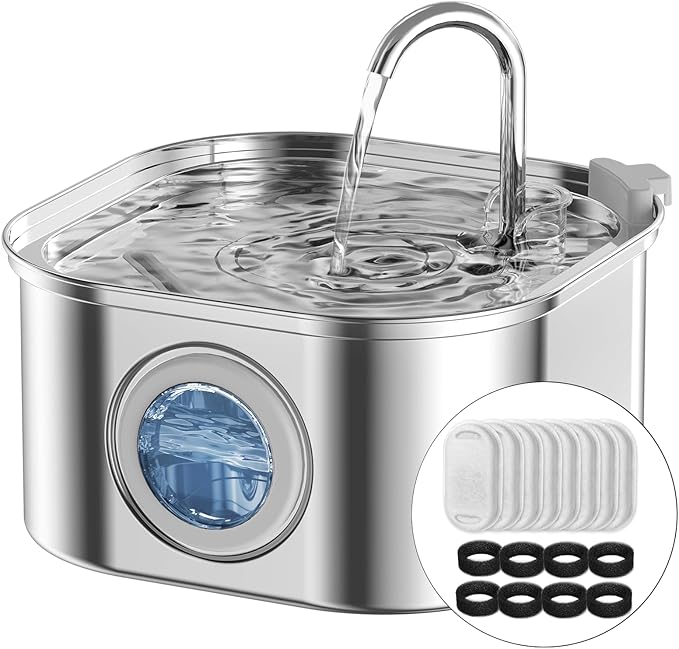 Cat Water Fountain Stainless Steel: 108oz/3.2L Automatic Pet Water Fountain