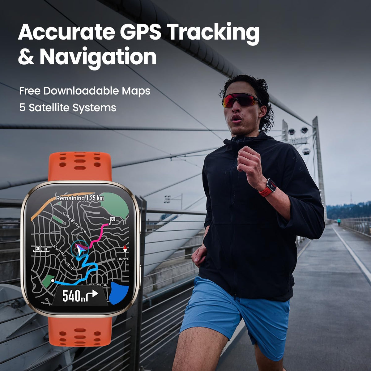 amazfit bip 6 smart watch, 1.97" amoled display, side view