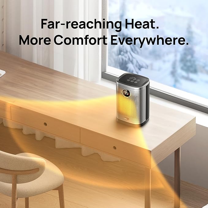 DREO Space Heater for Indoor, Portable Heater, 1500W Compact Ceramic Convection