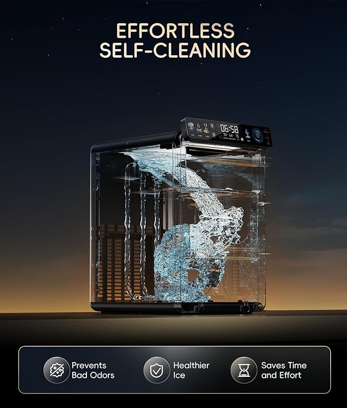 ecozy Nugget Ice Maker Countertop, Smart Pebble Ice Machine