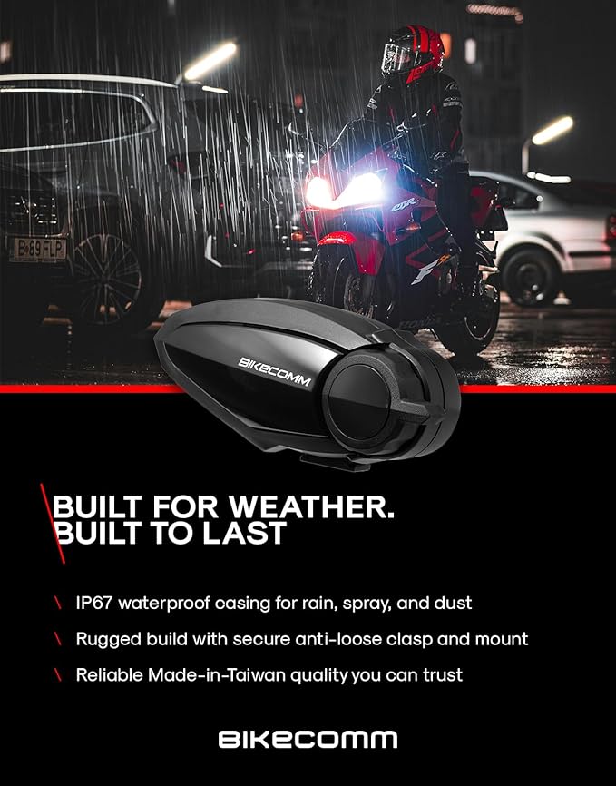 BIKECOMM BK-S2 Motorcycle Bluetooth Headset Intercom – 1200M Range Wireless