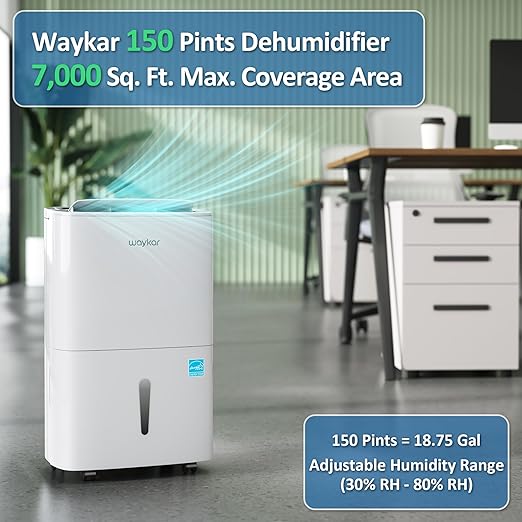 Waykar 150 Pints 2025 Energy Star Dehumidifier