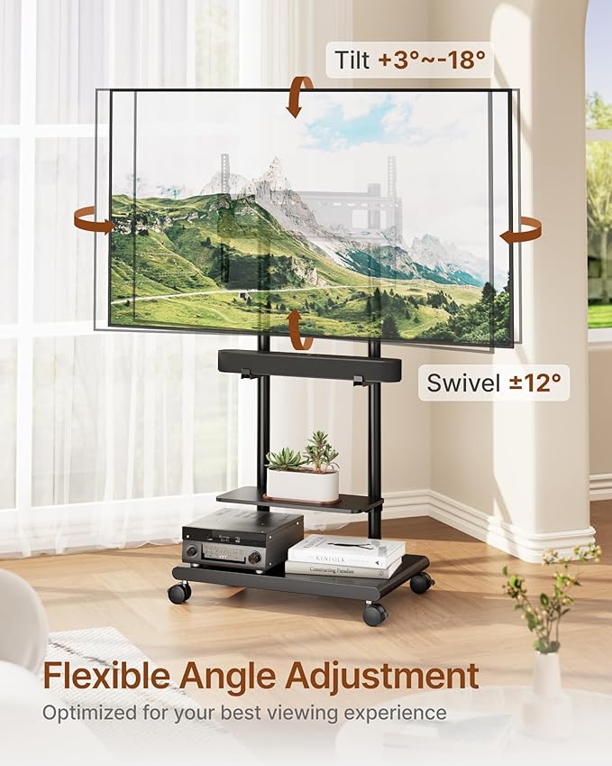ECOTINY Steel Base Rolling TV Stand