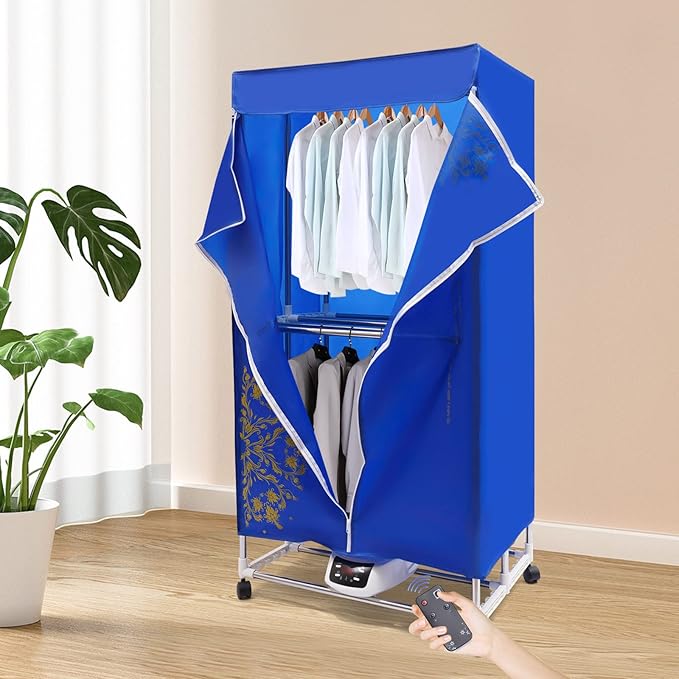 Electric Portable Clothes Dryer, 1200-1500W Travel Dryer Machine Folding Remote