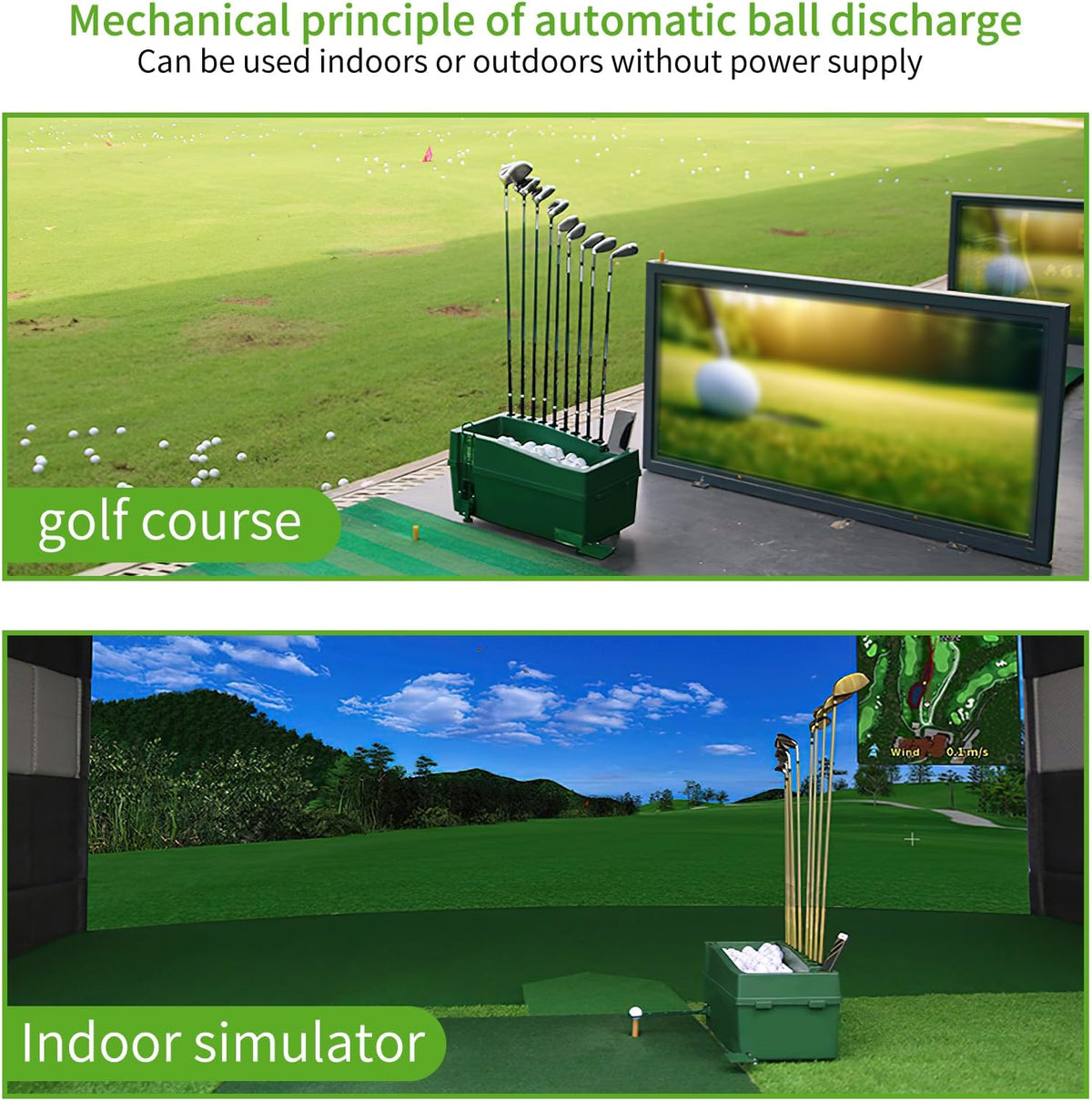 JJM Automatic Golf Ball Dispenser for Indoor Simulators and Golf Training