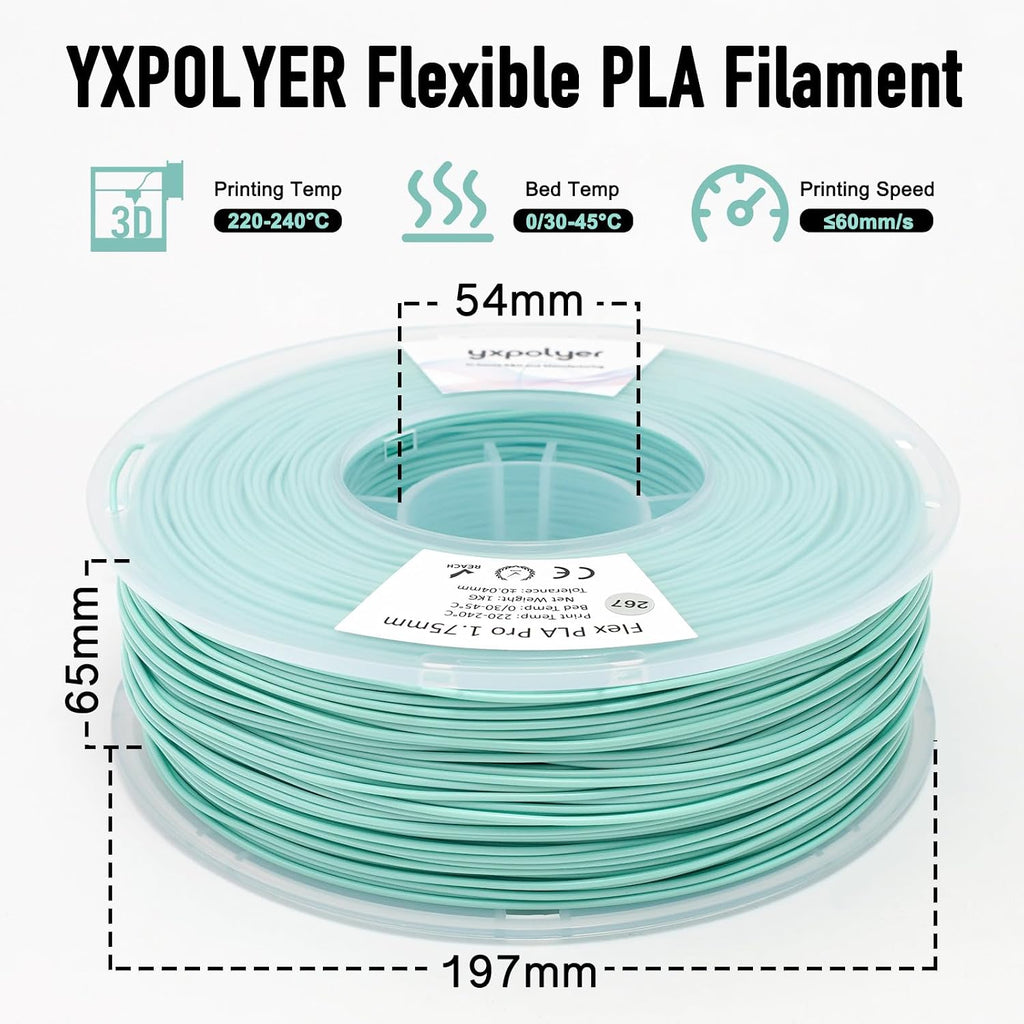 yxpolyer flexible pla food-safe 92a soft pla 3d, package contents