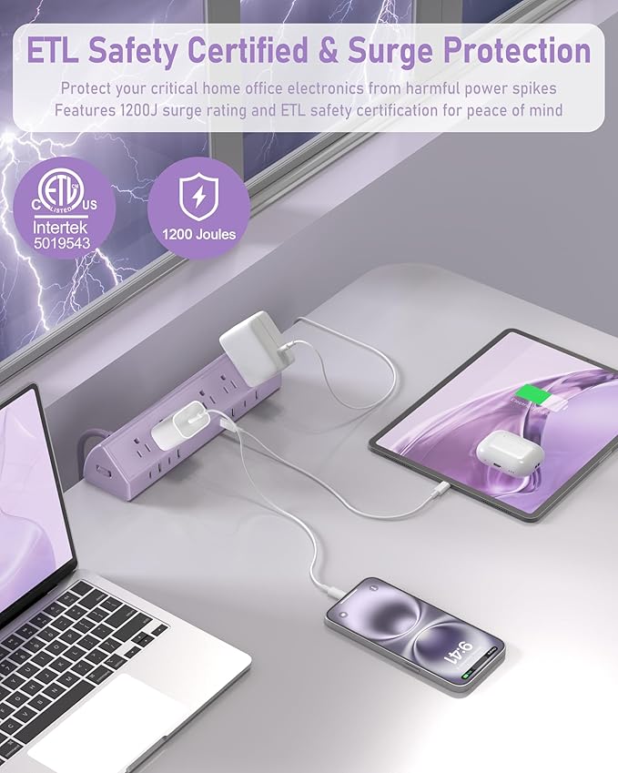 Jgstkcity Desk Clamp Power Strip, 45W Fast Charging Station, 4 USB-C, 4 USB-A