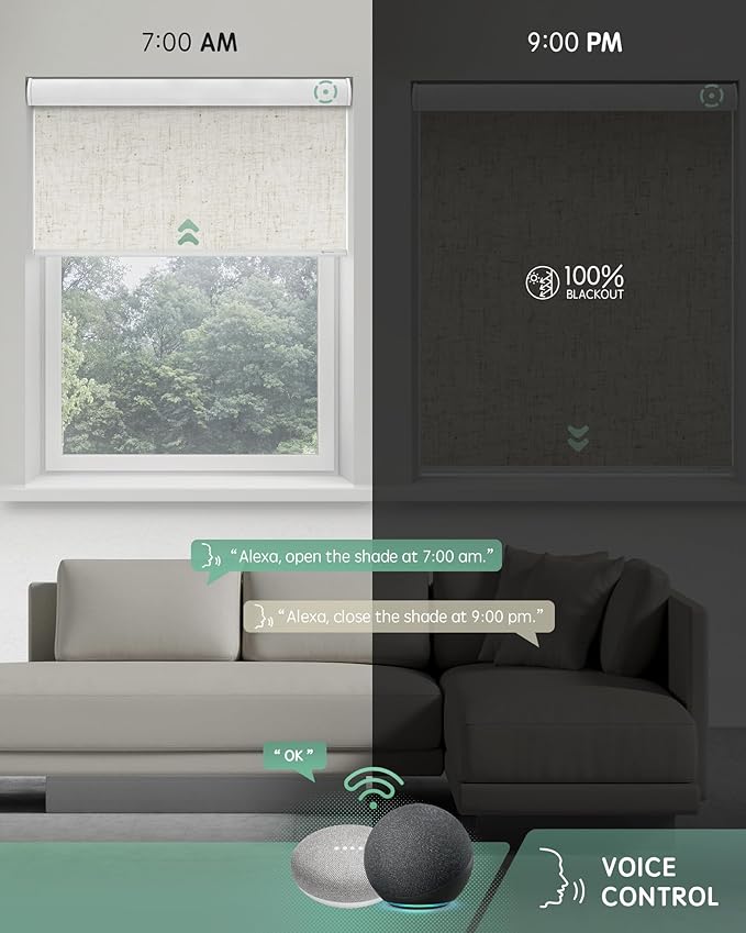 Yoolax Motorized Blinds with Remote, Electric Window Shades Compatible with
