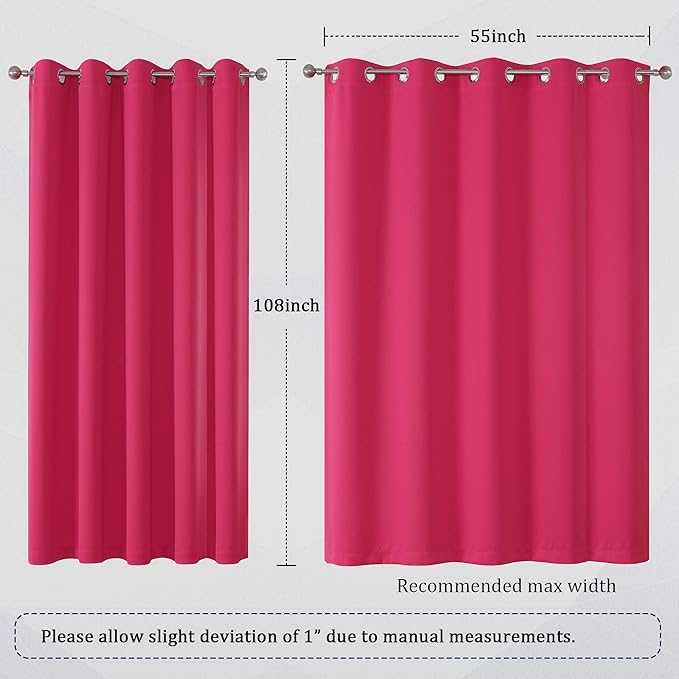 DUALIFE Raspberry Sorbet Blackout Curtain Panels