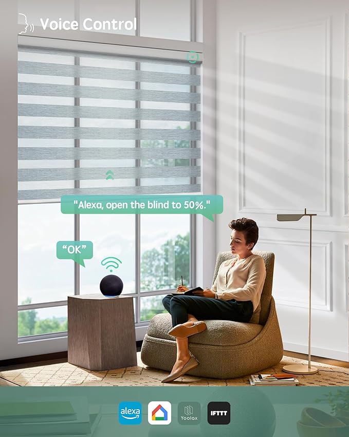 Yoolax Motorized Blinds with Remote, Electric Zebra Blinds