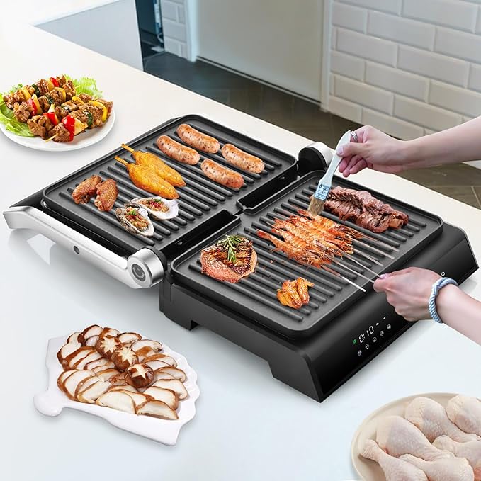 COSTWAY Electric Panini Press Grill, 1200W Gourmet Sandwich Maker w/Non-Stick