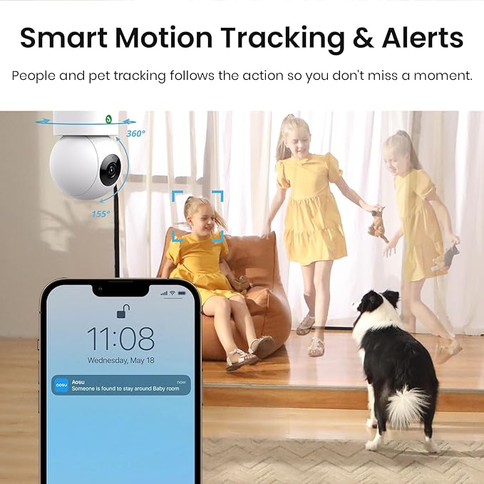 aosu 2K Security Camera Indoor, Baby Monitor Pet Camera One-Touch Call